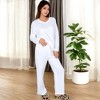 Anna-Kaci Lounge Women's V-Neck Top and Wide-Leg Pant Set in Soft Waffle Knit - 2 of 4