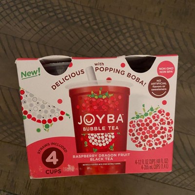 Joyba Raspberry Dragon Fruit Black Bubble Tea - 4pk/12 Fl Oz Cups : Target