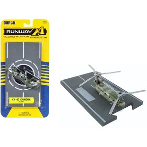 Boeing CH-47 Chinook Helicopter Olive Camouflage "United States Army" with Runway Section Diecast Model by Runway24 - 1 of 3
