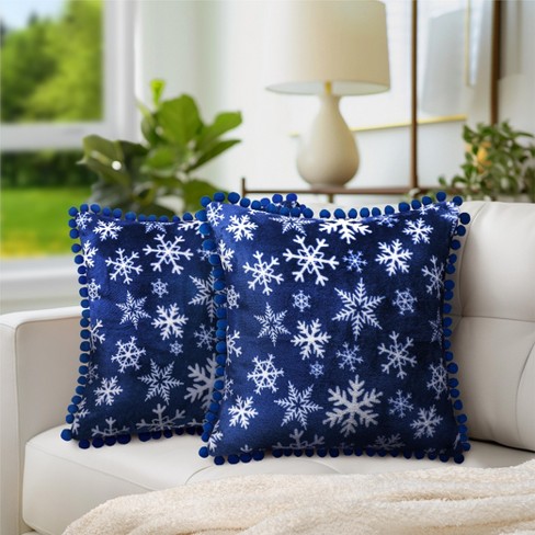 Throw Pillow Covers Set of 4 Decorative 20x20 Inch for Sofa Couch, Large  Blue and White Square Outdoor Accent Pillows Cover Case for Cushions Bed  and Living Room Farmhouse Decoration ( Dark