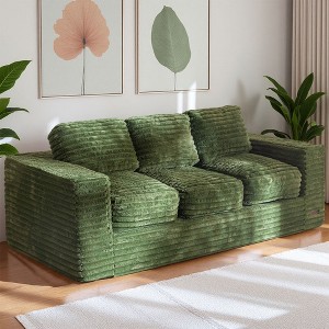 MAXYOYO 3-Seater Boneless Sofa Couch in a Box, Modern Faux Fur Sofa for Living Room, Soft High-Density Foam Couch with Pillows - 1 of 4