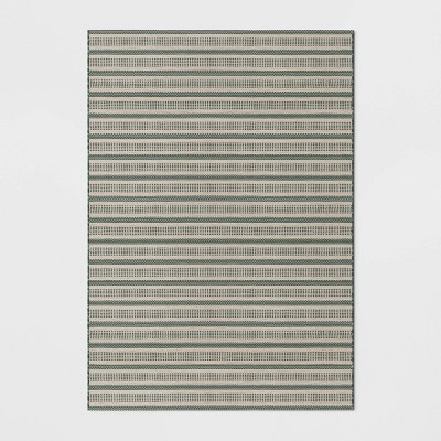 7' x 10' Powerloom Stripe Outdoor Rug Sage/Charcoal Gray - Threshold™ designed with Studio McGee