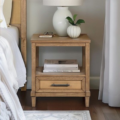 NicBex Nightstand with 1 Drawer,Bedside Table with Solid Wood Frame and Wood Legs,Modern Side Table for Bedroom,Living Room