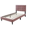 NicBex Twin Size Velvet Upholstered Platform Bed with Wooden Slatted Frame,Modern Small Bed Frame for Bedroom,Kids Room - 2 of 4