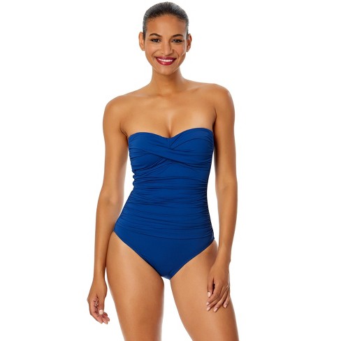 Women's Live In Color Twist Front Shirred One Piece Swimsuit - image 1 of 4