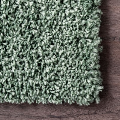 Kara Green Round 6' Thick Shag Synthetic Area Rug