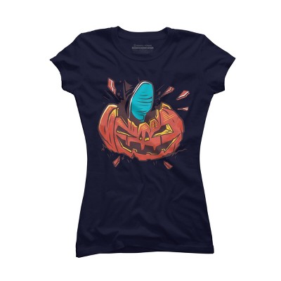 Junior's Design By Humans Halloween smashed pumpkin By BlackBerry55 T-Shirt