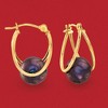 Ross-Simons 8-9mm Black Cultured Pearl Double-Hoop Earrings in 14kt Gold - 4 of 4