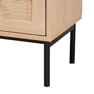Sherwin Light Brown and Black 2-Drawer Rattan Accent Table