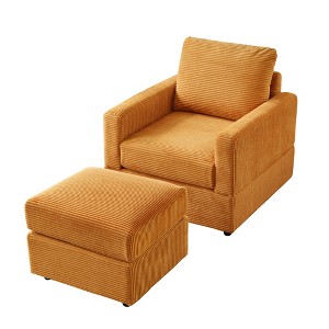 GDFStudio Warner Corduroy 55" D Upholstered Accent Chair with Ottoman - 1 of 4