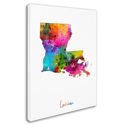 Trademark Fine Art -Michael Tompsett 'Louisiana Map' Canvas Art