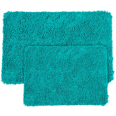 Hastings Home Memory Foam Shag Bath Mat - Seafoam, 2 Pieces
