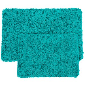 Hastings Home Memory Foam Shag Bath Mat - Seafoam, 2 Pieces - 1 of 4
