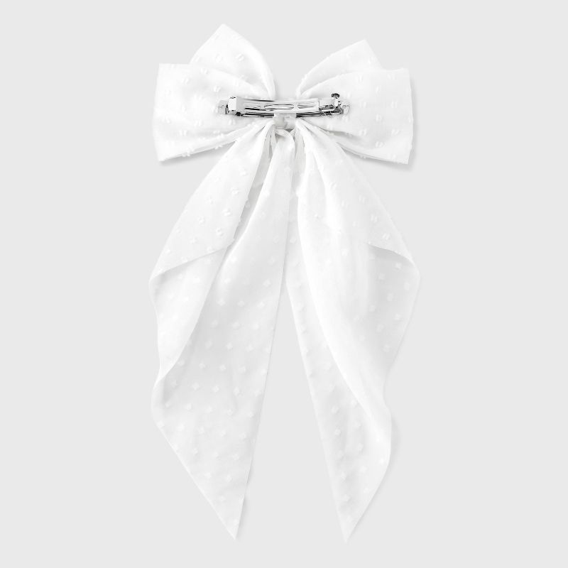 Swiss Dot Hair Bow Barrette - A New Day&#8482; White, 2 of 4