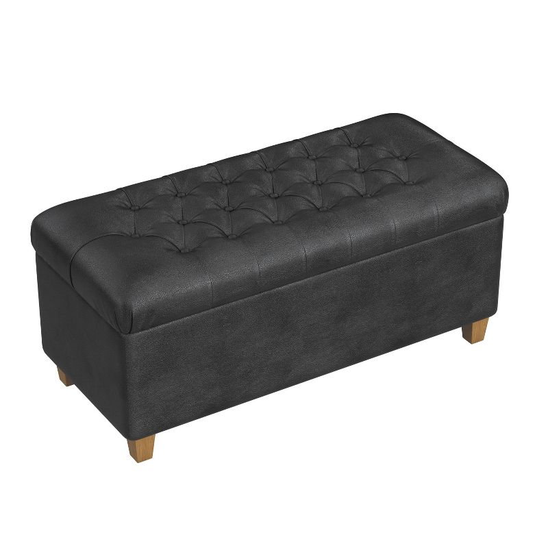 Ainsley Button Tufted Storage Bench Faux Leather - HomePop, 3 of 12