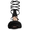 Allegra K Women's Faux Fur Open Toe Lace Up Strappy Chunky Heel Sandals - 3 of 4