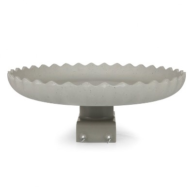 Gray Concrete Scalloped Heated Birdbath with Deck Mount, 2 Pack