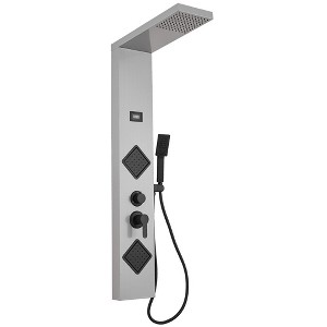 BWE 2 spray rain shower tower shower panel system with chrome nickel shower head and shower wand - 1 of 4