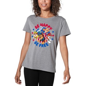 Women's Paw Patrol Be Happy, Be Free 4th Of July Loose T-Shirt - 1 of 4