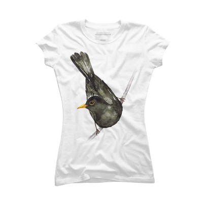 Junior's Design By Humans Blackbird watercolor By Bwiselizzy T-Shirt