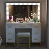 PAKASEPT Vanity Set with Lighted Mirror, 44'' Large Makeup Vanity with Cushioned Stool & 7 Drawers, Vanity Desk White Vanity for Bedroom - 3 of 4