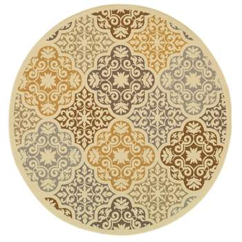 Bombay Floral Tile Patio Rug Ivory/Gray