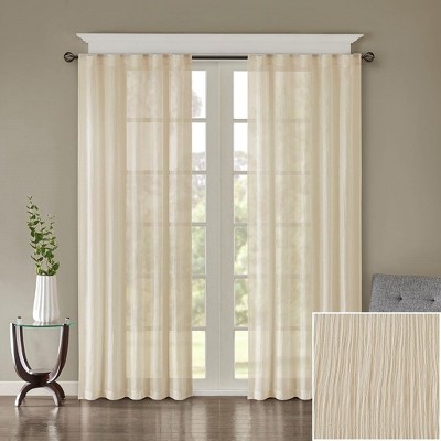Kumasinova 84"/95" 2PCS Solid Crushed Sheer Curtains Panel,Light Filtering Window Curtains with Rod Pocket&Back Tabs,Bedroom Curtains for Living Room