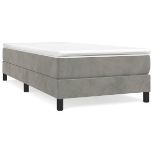 vidaXL Bed Frame Platform Bed Mattress Foundation Bedroom Furniture Velvet - Light Gray Twin 9.8" - 1 of 4