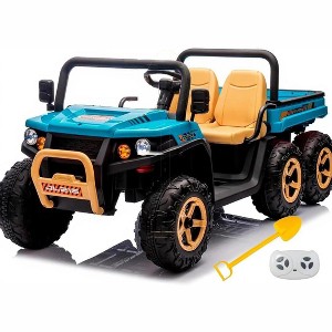 24V Kids Electric Car - 4x35W Motors Power, 24V 7AH Battery, 2-5MPH Speeds, Automatic Truck Bed, Parent Remote, Music Player - 1 of 4