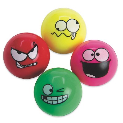 S&S Worldwide Assorted Funny Face High Bounce Balls Pk12