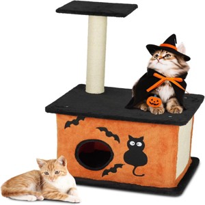SEVOBAL Halloween Cat Tree Cat Tower with Spacious Cat Condo Gothic Scratching Posts Large Platform Cat Activities Furniture, Orange, 50"*16"*62" - 1 of 4