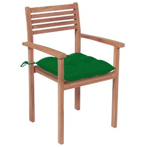 vidaXL Patio Chair Set of 8 Green Teak wood, Polyester Standard - 1 of 4