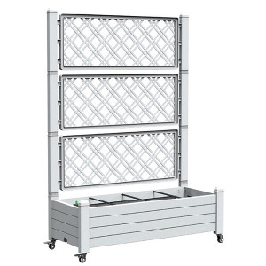 Infurnic Planters, Tall Garden Bed with Trellis and Wheels, Standing Planter Box for Flowers, Climbing Plants, Backyard, Gray, 43.43"*18.27"*64.29" - 1 of 4