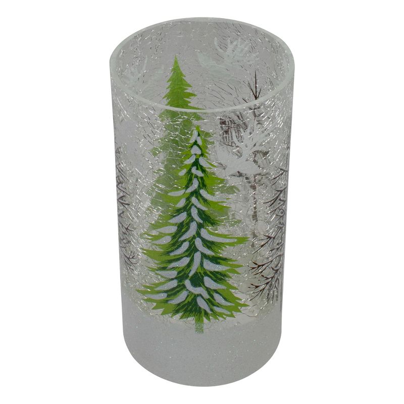 Northlight 8" Hand Painted Christmas Pine Trees Flameless Glass Candle Holder, 4 of 5
