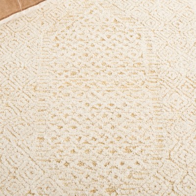 Ivory and Gold Hand-Tufted Wool Rectangular Area Rug, 4' x 6'