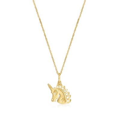 Ross-Simons Child's 14kt Yellow Gold Unicorn Pendant Necklace Size 15