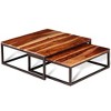 vidaXL Nesting Table Set of 2 Coffee Table Side End Table Solid Wood Sheesham - Brown and Black - 2 of 4