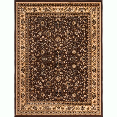 10' x 13' Brown and Ivory Synthetic Rectangular Area Rug