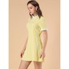 Allegra K Women's Summer Ruffle Neck Lace Panel Short Sleeve Check Gingham Dress - 4 of 4