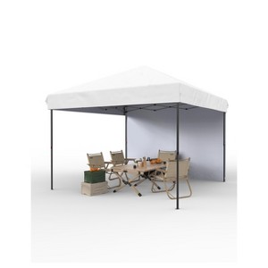 10x10 Pop Up Canopy Tent with Sidewall, One-Button Setup, Adjustable Height, Roller Bag & Sandbags, for Patio, Beach, Garden, Camping & Party Use - 1 of 4