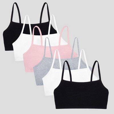 Fruit Of The Loom Womens Spaghetti Strap Cotton Sports Bra, 6-pack  Blush/black/white/black/white/grey 34 : Target