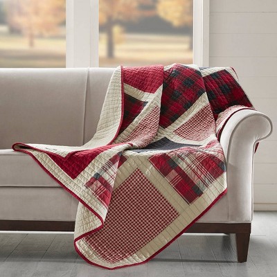 Huntington Red Cotton Quilted Reversible Throw Blanket