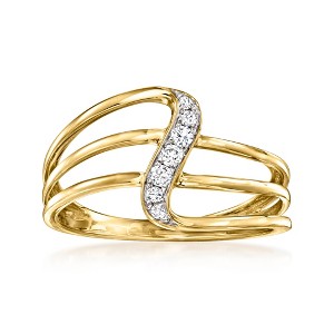 Ross-Simons 0.10 ct. t.w. Diamond Wave Ring in 18kt Yellow Gold - 1 of 4