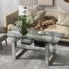 Modern Glass Coffee Table, Rectangular Transparent Tempered Glass Cocktail Table Tea Table With Open Storage Shelf - 2 of 4