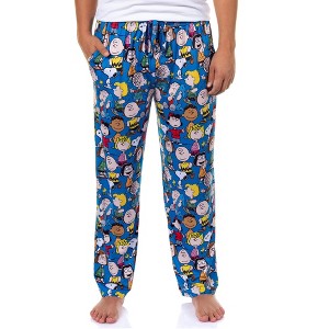 Peanuts Pajama Pants Men's Charlie Brown Snoopy Woodstock Adult Sleep Bottoms - 1 of 4