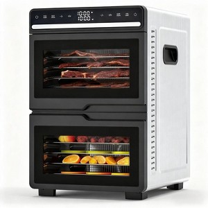 Kismile Dual-Zone Food Dehydrator with 12 Stainless Steel Trays, 1100W, Auto Keep-Warm & Independent Control - 1 of 4