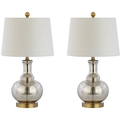 Contemporary White Linen Shade Clip-On Desk Lamp Set
