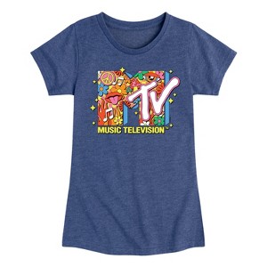Girls' - MTV - Logo Retro Collage Fitted Short Sleeve Graphic T-Shirt - 1 of 4