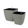Okak 2 Pack Self-Watering Planter 12.6/10.3 Inch Cube Weather-Resistant Wicker Finish Pot for Patio, Garden, Indoor Plants - 3 of 4