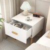 ORRD White Nightstand w/Drawer & Wood Legs - Minimalist Bedside Table for Bedroom, Living Room & Apartmen - 2 of 4